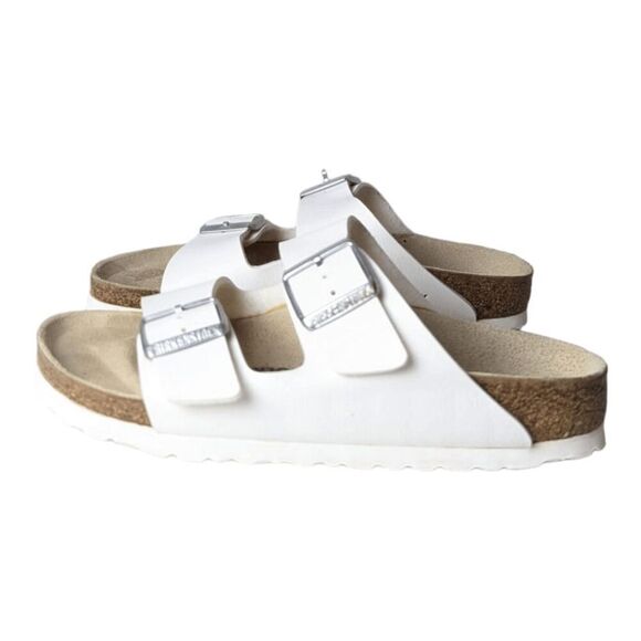 BIRKENTSTOCK Birko Flor White Embossed Sandal Size 38 - Picture 3 of 9